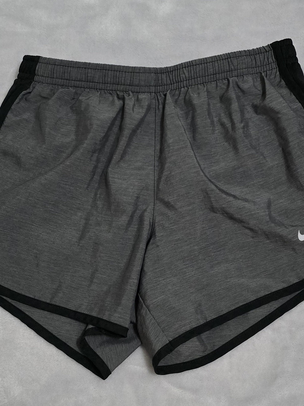 Youth Girls Dark Gray Athletic Shorts with Black Trim